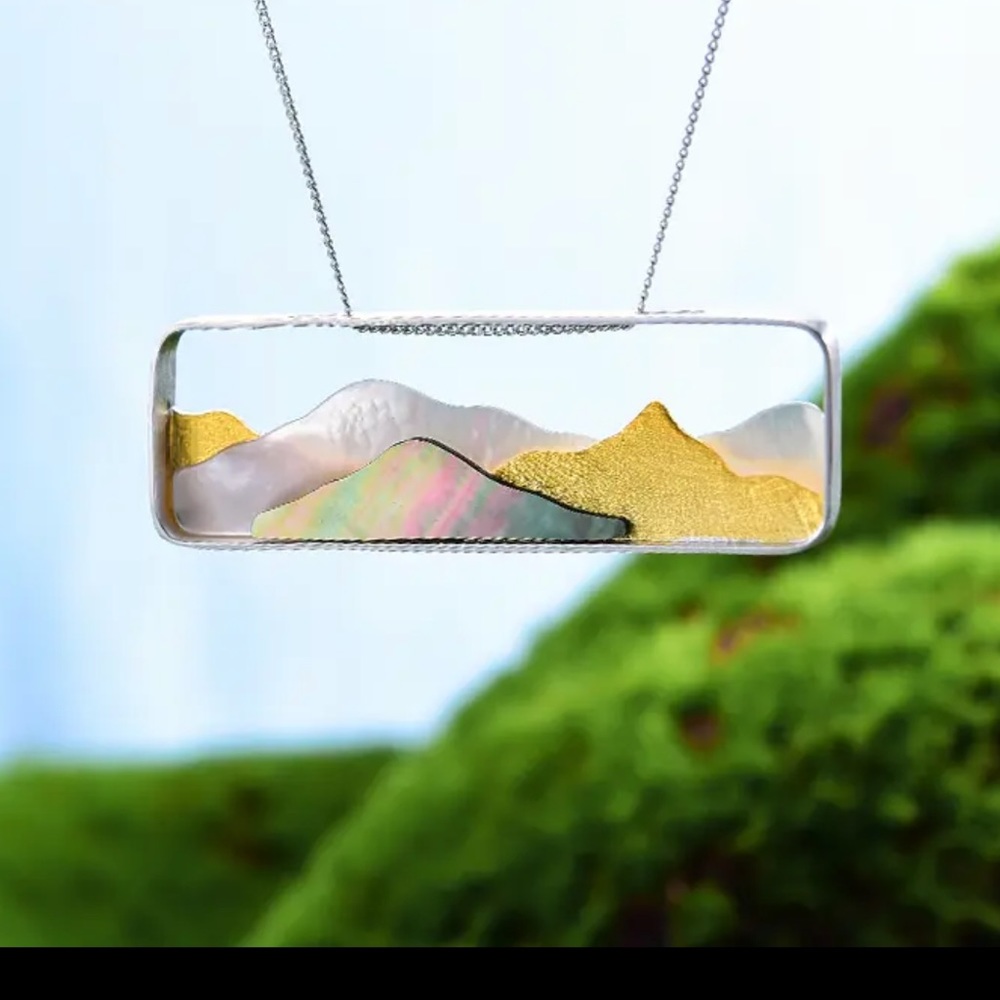 925 Silver Artisan Handmade Mother of Pearl The Zenaide Mountain Necklace